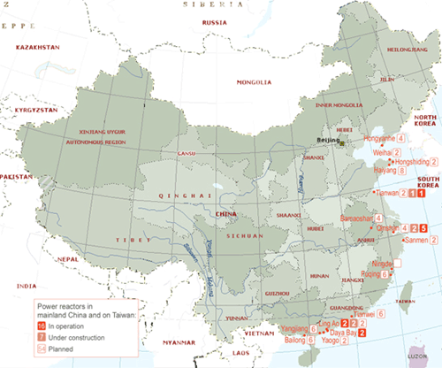Power reactors in Mainland China